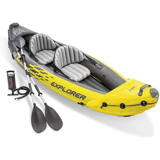 68307EP Explorer K2 Inflatable Kayak Set: Includes Deluxe 86in Aluminum Oars - NJPH Best Selling 