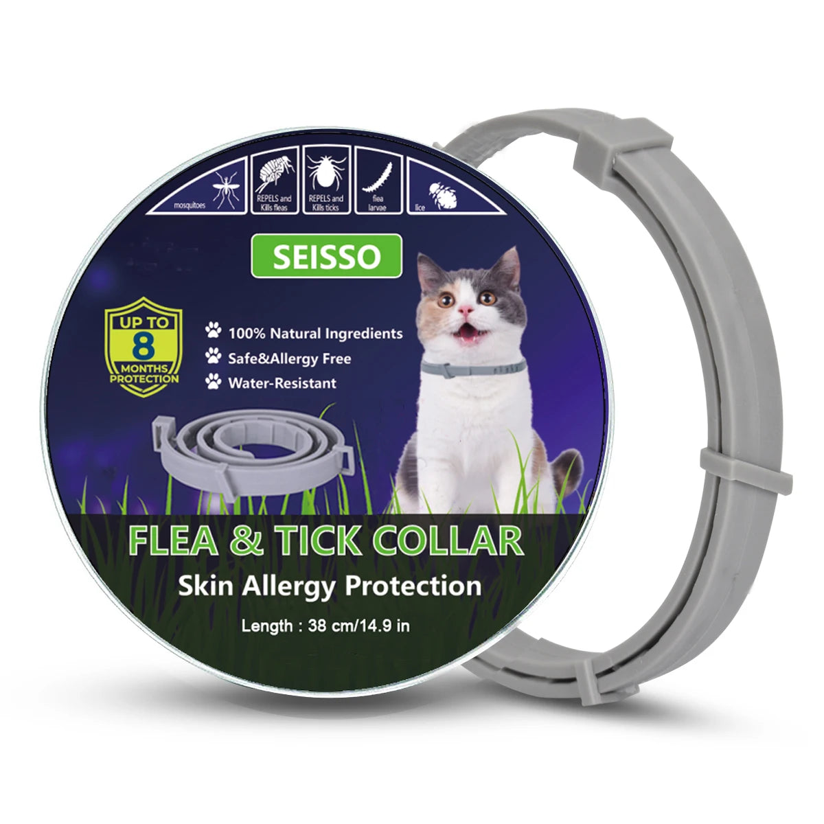 SEISSO Dogs Mosquitoe Repellent Collar Pet Antiparasitic Anti Flea Tick Collar For Small Large Dog Cat Leash RetractabAccessorie - NJPH Best Selling 