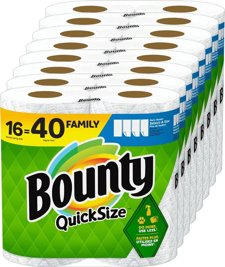 Quick-Size Paper Towels, White, 16 Family Rolls = 40 Regular Rolls - NJPH Best Selling 