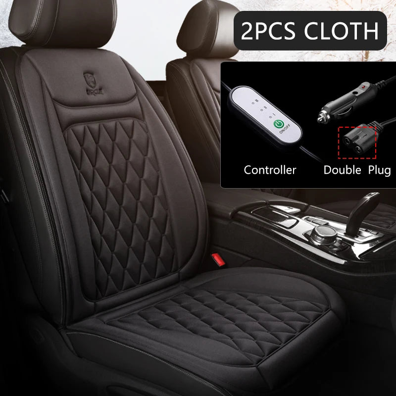 12V Heated Car Seat Cushion Cloth/Flannel Car Seat Heater Winter Warmer Seat Heating Car Accessories Heating Pads Set Universal - NJPH Best Selling 