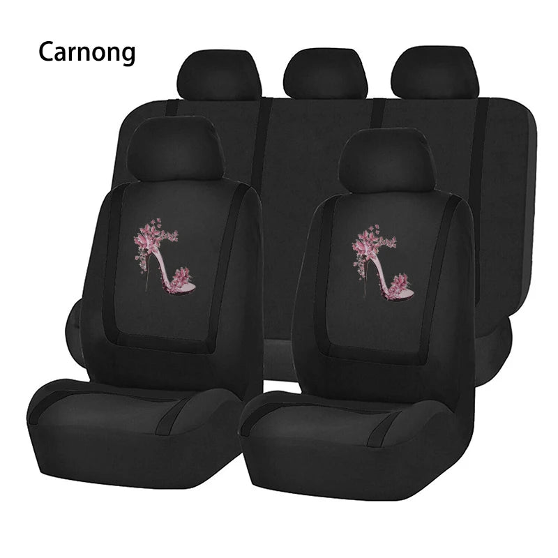 Carnong Car Seat Covers Full Set Universal Comfortable Soft Full Women Cute Dancing Shoes Paint Pink Auto Interior Accessories - NJPH Best Selling 