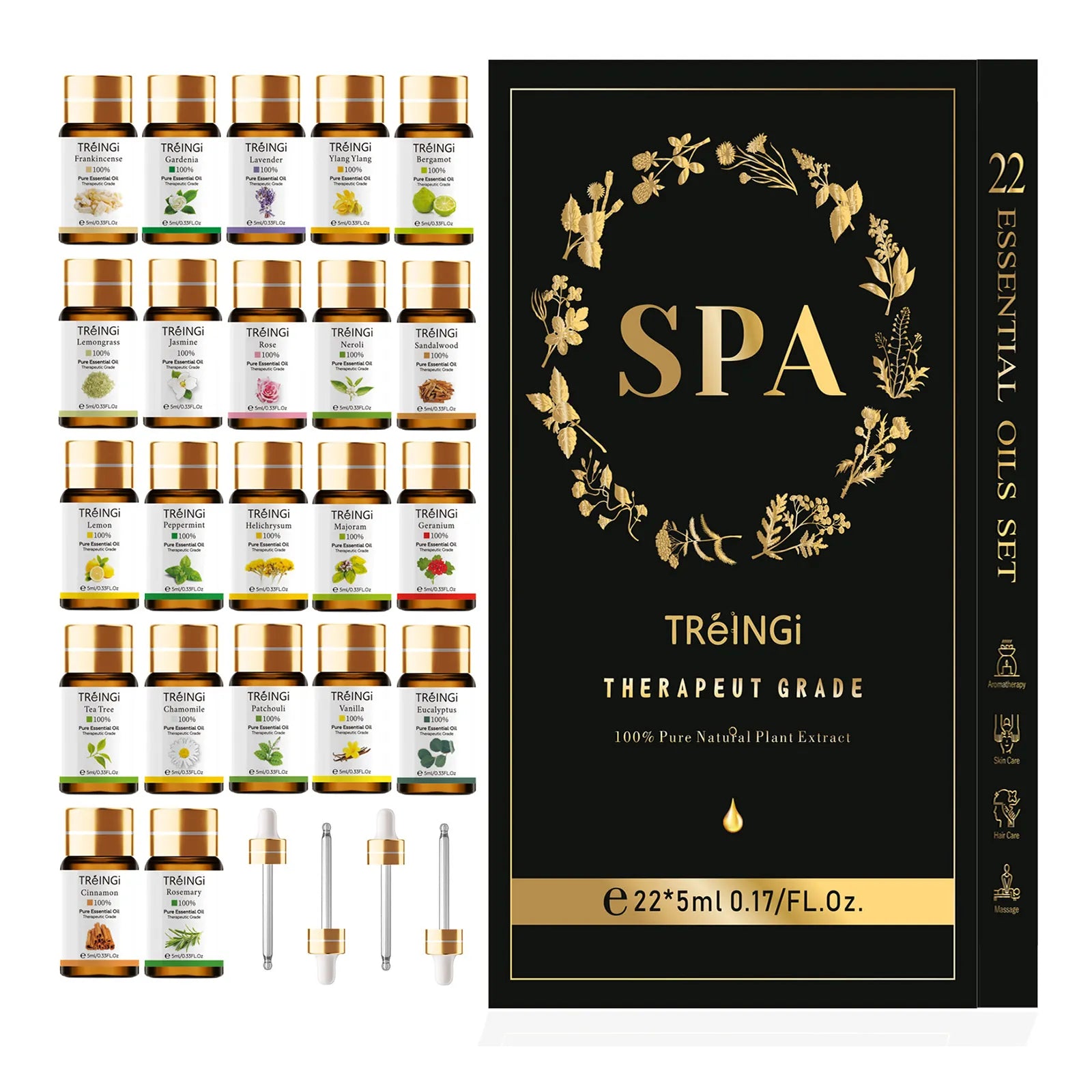 Pure Natural Essential Oils 22pcs Gift Box SPA Set for Skin Hair Care Bath Massage Perfume Soap Candle Making Diffuser Aroma Oil - NJPH Best Selling 