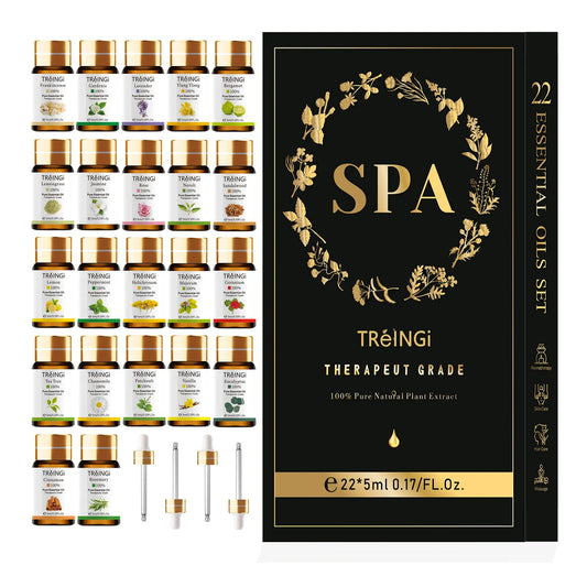 Pure Natural Essential Oils 22pcs Gift Box SPA Set for Skin Hair Care Bath Massage Perfume Soap Candle Making Diffuser Aroma Oil - NJPH Best Selling 