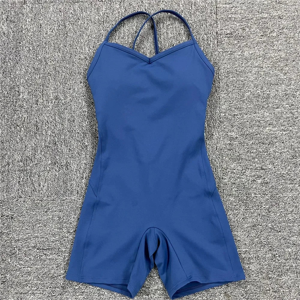 Women Athleisure Fitness Bodysuit 2023 Backless One Piece Yoga Jumpsuit Sports Gym Workout Clothes for Women Tights Active Wear - NJPH Best Selling 