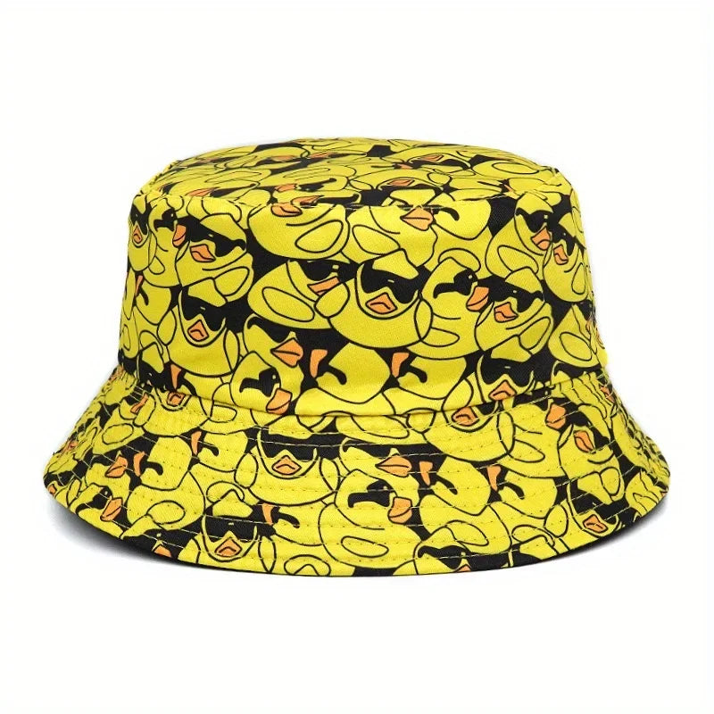 Summer Sun Hat Reversible Yellow Duck Bucket Hat for Men Women Cotton Bob Panama Girls Beach Travel Outdoor Fisherman Hat - NJPH Best Selling 