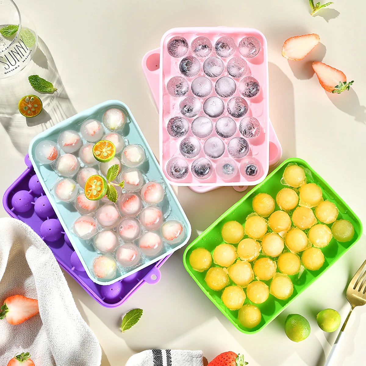 25 Grids Silicone Ice Grid Ball Ice Cube Mold with Cover Ice Storage Box Easy to Demould Bar Home Party Kitchen Tools - NJPH Best Selling 