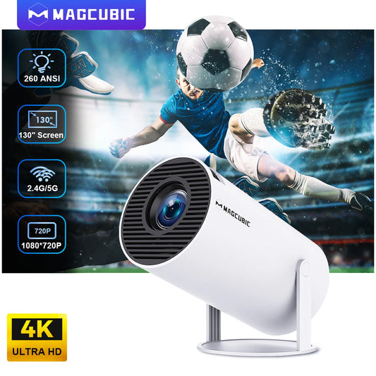 Magcubic Projector Android 11 4K 1280*720P HY300 Dual Wifi 260ANSI 180°flexible BT5.0 Cinema Outdoor Portable Projector HY300 Pro