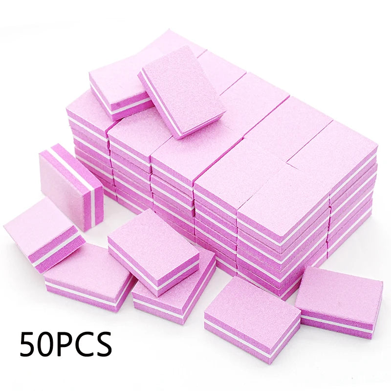 50Pc Professional Mini Nail Art buffer 100/180 Sandpaper Manicure Care File Sanding Polishing Nails File Grinding Equipment Tool - NJPH Best Selling 