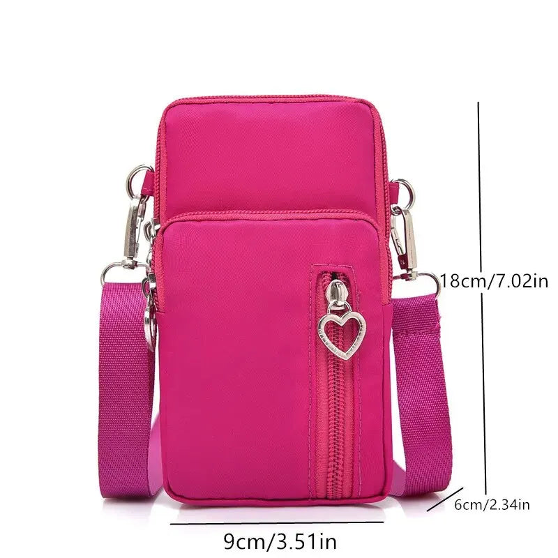 Waterproof Mobile Phone Bag Women's Mini Oxford Crossbody Bag Daily Multi-layer Zipper Purse Casual Outdoor Travel Nylon Bag - NJPH Best Selling 