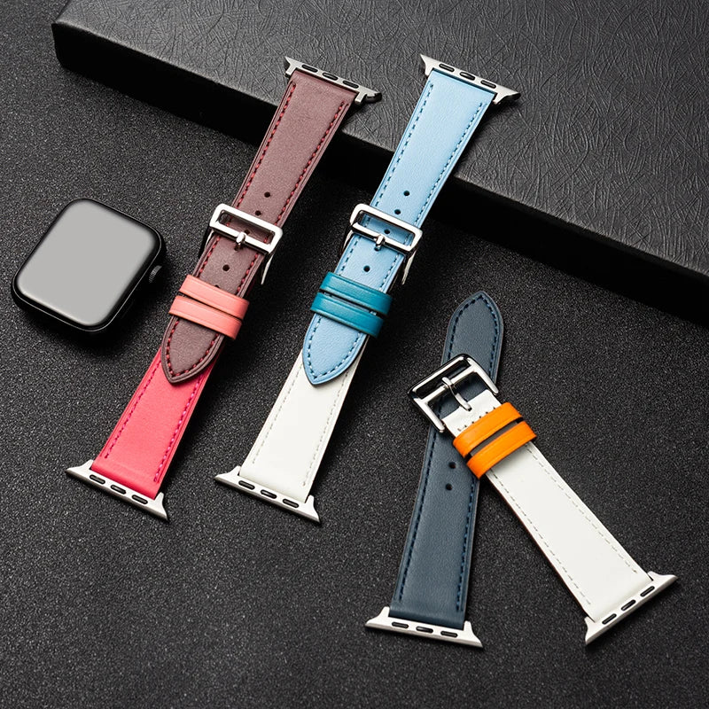 Leather Watch Straps for Apple Watch band 44mm 49mm 45mm 42mm 40mm 41mm 38mm sport bracelet iWatch series Ultra 9-8-7-6-5-4-3-SE - NJPH Best Selling 