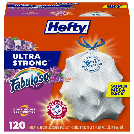 Ultra Strong Tall Kitchen Trash Bags, Fabuloso Scent, 13 Gallon, 120 Count - NJPH Best Selling 