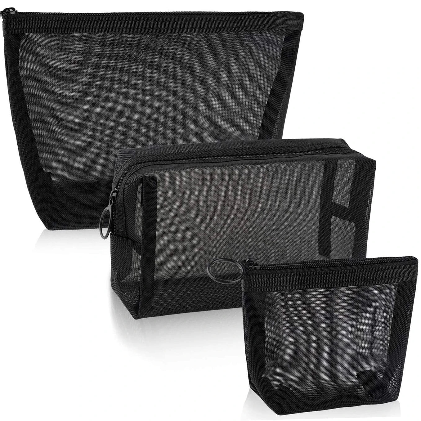 Wholesale Black Mesh Toiletry Bags Travel Makeup Bag Small Large Case Organizer Cosmetic Cases Toiletries Storage Handbag Pouch - NJPH Best Selling 