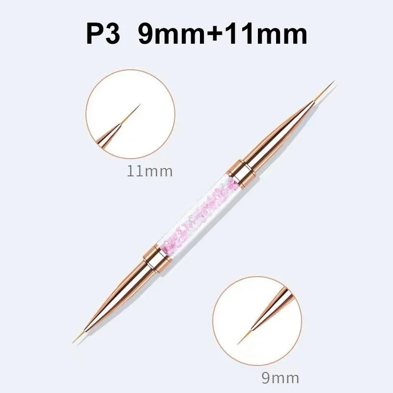 Nail Art Liner Brushes Double Head Leopard Print Acrylic French Stripe Drawing Painting Pen Gel Polish Nail Art Manicure Tools - NJPH Best Selling 