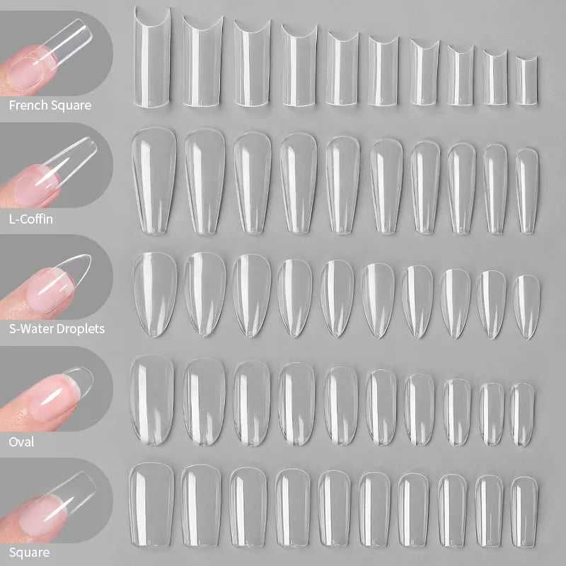 Nail Art Press on False Nails Fake Nails Coffin Gel Nails Extension System Full Cover Short Nail Soft Gel Tips Accessories Tool - NJPH Best Selling 