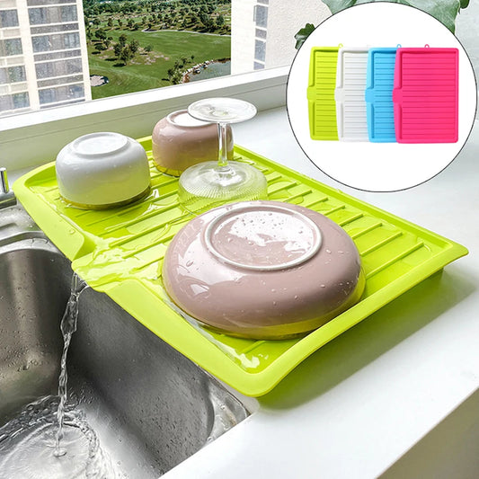 Drain Rack Kitchen Silicone Dish Drainer Tray Large Sink Drying Rack Worktop Organizer Drying Rack For Kitchen Dishes Tableware - NJPH Best Selling 