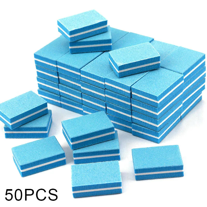 50Pc Professional Mini Nail Art buffer 100/180 Sandpaper Manicure Care File Sanding Polishing Nails File Grinding Equipment Tool - NJPH Best Selling 