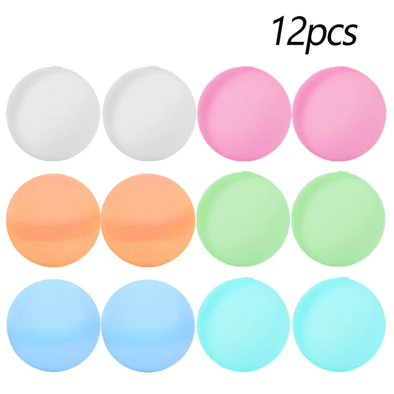 12pcs Reusable Water Fighting Balls Adults Kids Summer Swimming Pool Silicone Water Playing Toys Pool Water Bomb Balloons Games - NJPH Best Selling 