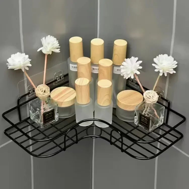 Bathroom Shelf Wall Mounted Corner Storage Shelves Shampoo Holder Cosmetic Rack Iron Shower Drain Basket Bathroom Organizer - NJPH Best Selling 