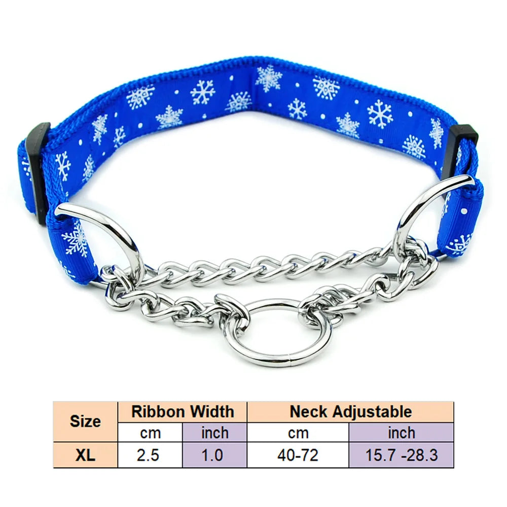 Adjustable Collar for Large Dogs Nylon Pet Dog Slip Pinch Collar Dog Training Accessories Dog Collar with Welded Link Chain - NJPH Best Selling 