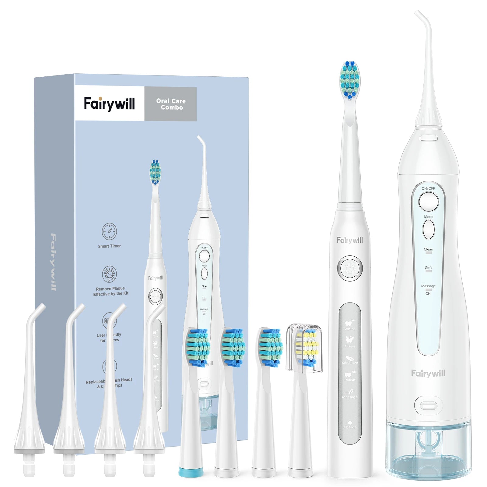 Fairywill Water Dental Flosser Teeth Portable Cordless USB Oral Irrigator Cleaner IPX7 Waterproof Electric Toothbrush Set Home - NJPH Best Selling 