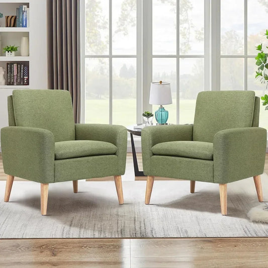 Living Room Chairs Mid Century Modern Chair Upholstered Fabric Comfy Club Chair Pair of Sofa Chair