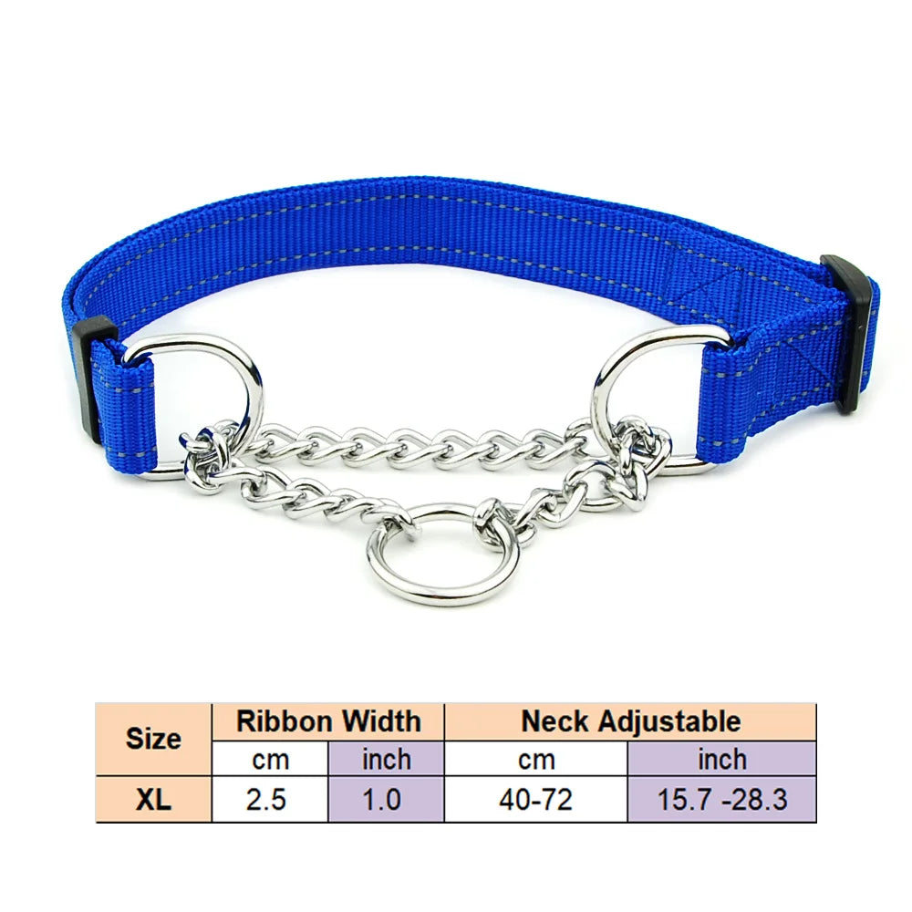 Adjustable Collar for Large Dogs Nylon Pet Dog Slip Pinch Collar Dog Training Accessories Dog Collar with Welded Link Chain - NJPH Best Selling 