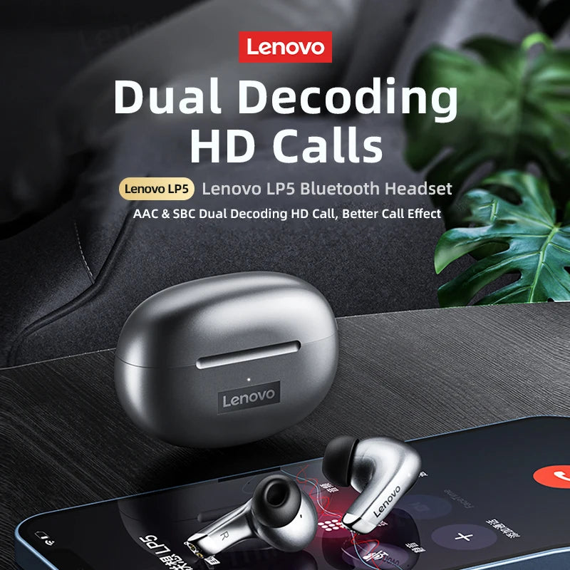 100% Original Lenovo LP5 Wireless Bluetooth Earbuds HiFi Music Earphone With Mic Headphones Sports Waterproof Headset 2021New - NJPH Best Selling 