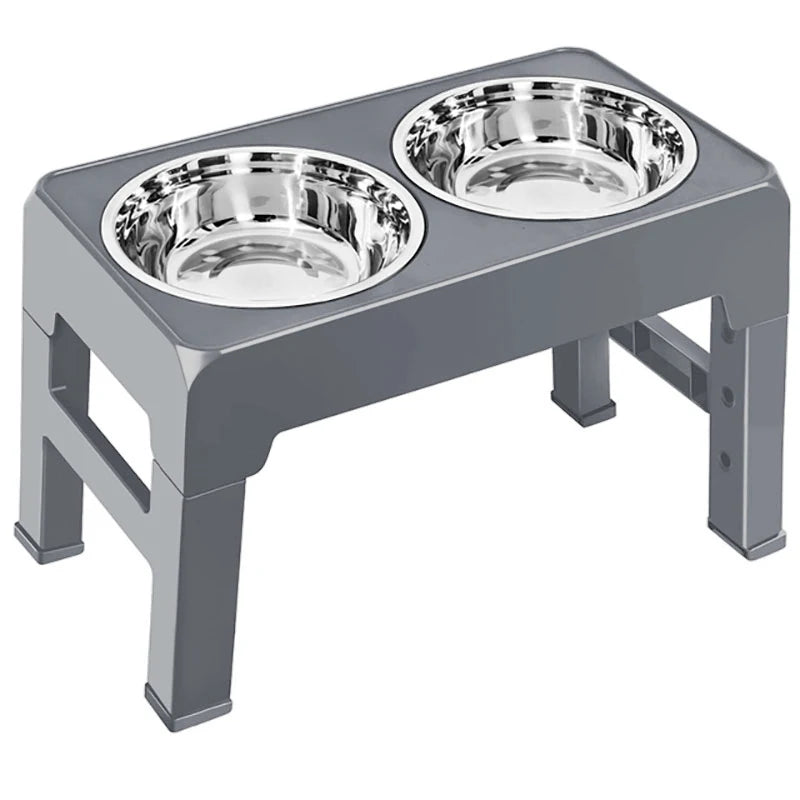 Dog Bowls Double Adjustable Elevated Feeder Pet Feeding Raise Stainless Steel Cat Food Water Bowls with Stand Lift Dining Tabel - NJPH Best Selling 