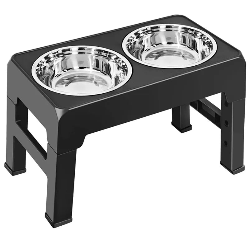 Dog Bowls Double Adjustable Elevated Feeder Pet Feeding Raise Stainless Steel Cat Food Water Bowls with Stand Lift Dining Tabel - NJPH Best Selling 