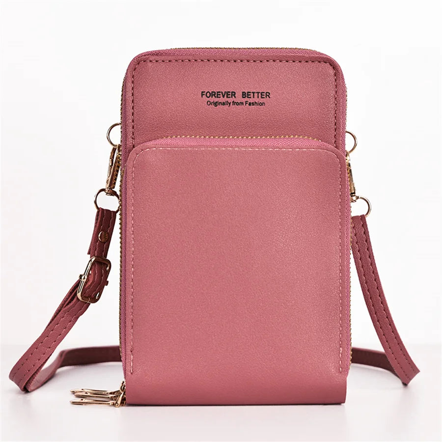 Women's Fashion New Large Capacity Multifunctional Wallet Mobile Phone Card Solid Color Simple Shoulder Bag - NJPH Best Selling 