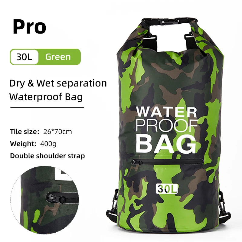 30L 15L Waterproof Dry Bags With Wet Separation Pocket Backpack For Kayaking Boating Swimming Outdoor Sports Bag XAZ9 - NJPH Best Selling 