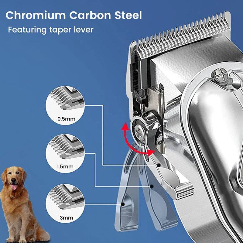 Professional Dog Hair Clipper All Metal Rechargeable Pet Trimmer Cat Shaver Cutting Machine Puppy Grooming Haircut Low Noice - NJPH Best Selling 