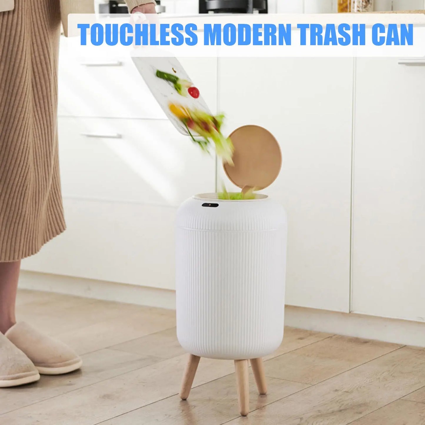 Automatic Trash Can with Lid, Small Plastic Smart Trash Can, Motion Sensor Trash Can for Bedroom, Bathroom, Kitchen, Office - NJPH Best Selling 