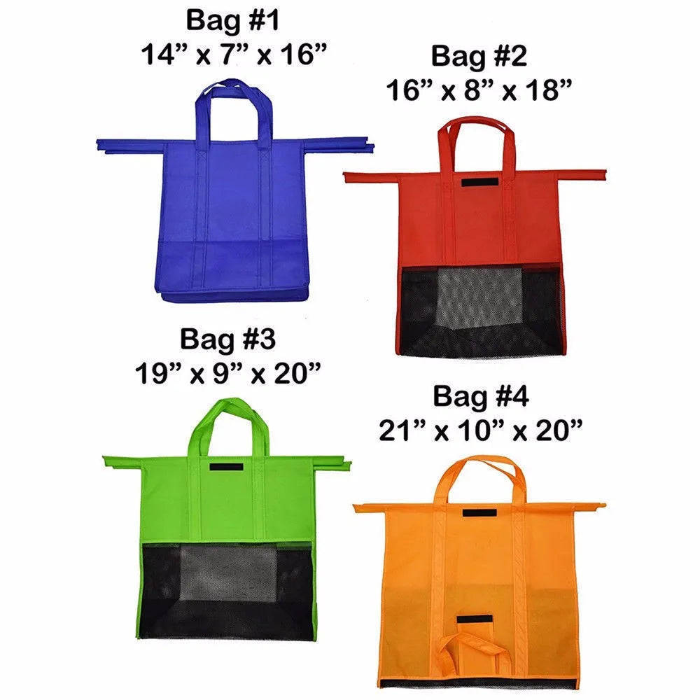 4pcs/Set Reusable Cart Trolley Supermarket Shopping Storage Bags Foldable Reusable Eco-Friendly Shop Handbag Totes - NJPH Best Selling 