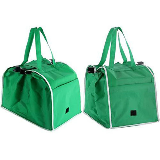 Green Color Supermarket Stroller Shopping Bag Non-Woven Handbag Environmentally Friendly Folding Buggy Bag - NJPH Best Selling 