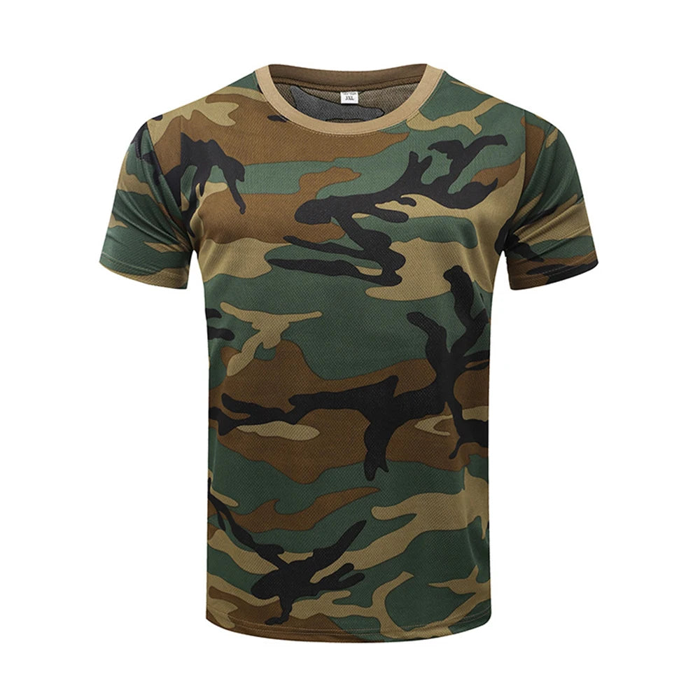 Camouflage Tactical Shirt Short Sleeve Men's Breathable Quick Dry Combat T-Shirt Outdoor T Shirt Camo Hiking Hunting Shirts - NJPH Best Selling 