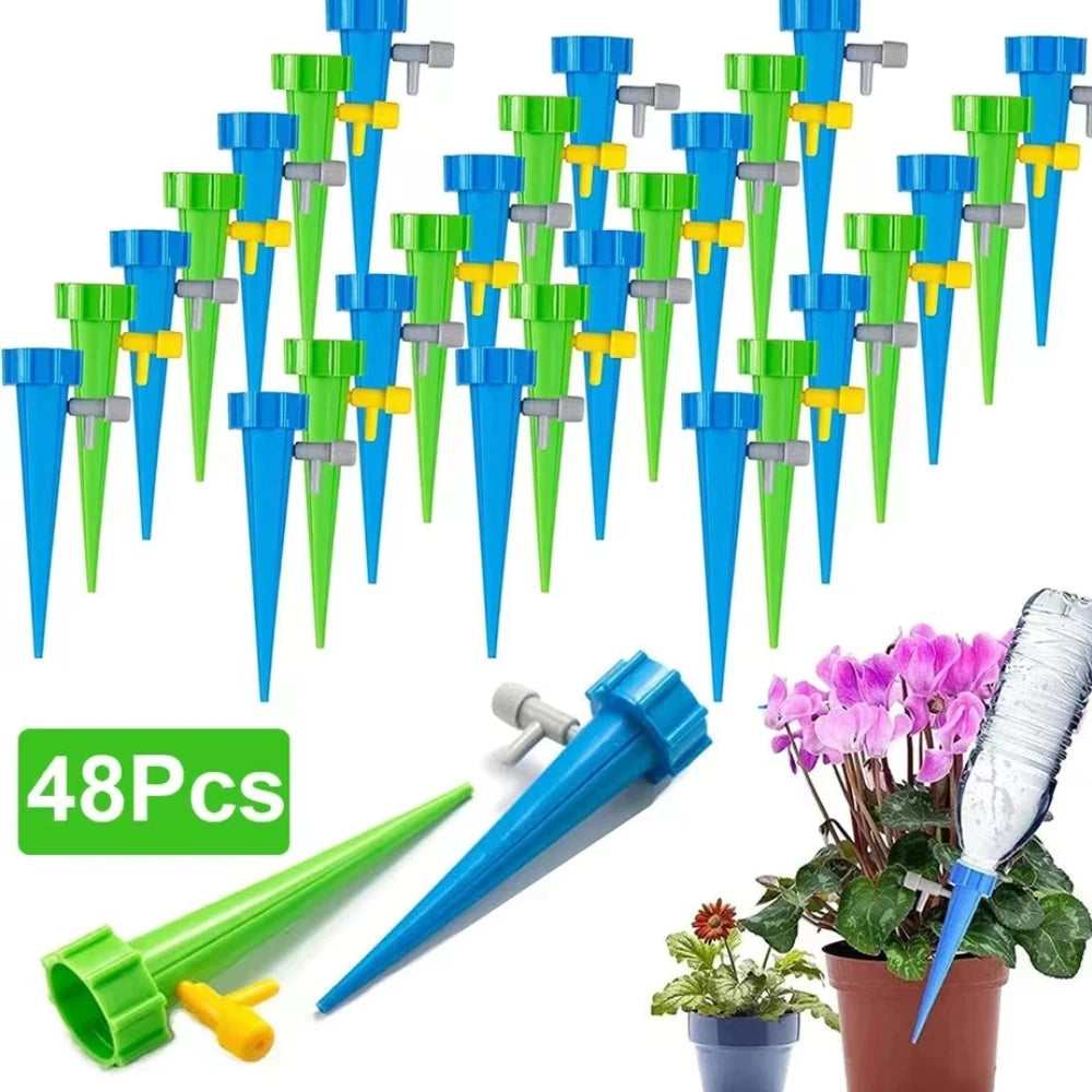 48pcs Auto Drip Irrigation Watering System Plant Dripper Spike Kits Garden Self Watering Planter Insert Plant Watering Devices - NJPH Best Selling 