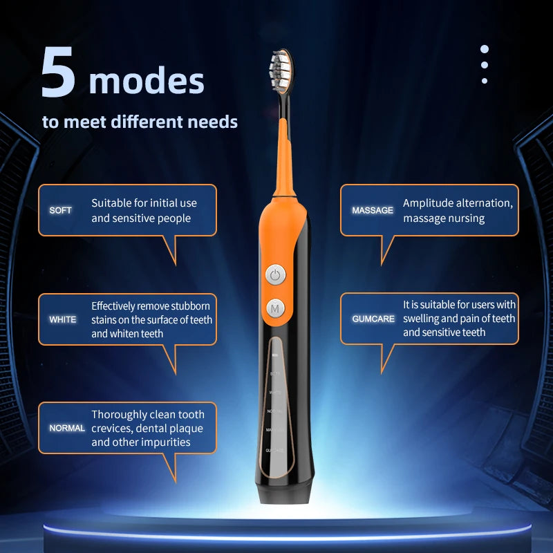 SUBORT S9 Sonic Electric Toothbrush Cordless USB Rechargeable Whitening Toothbrush Waterproof Ultrasonic Automatic Tooth Brush - NJPH Best Selling 