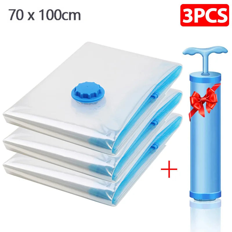 1/5/10pc Vacuum Storage Bags,for Bedding,Pillows,Towel,Clothes Space Saver Travel Storage Bag,With Hand-Pump,Vacuum Bag Package - NJPH Best Selling 