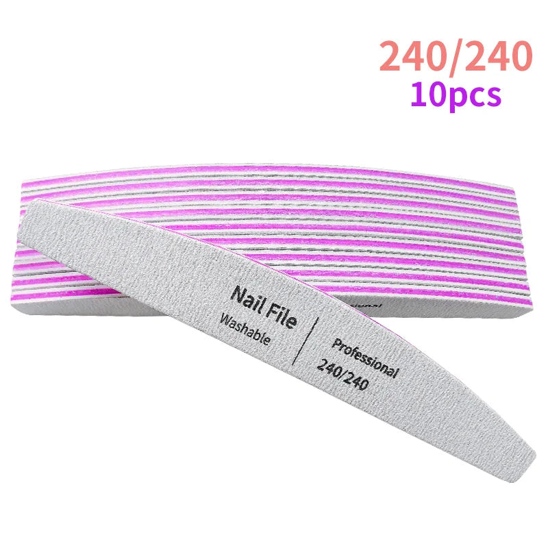 Nail File 100 to 180 Professional Tools Emery for Manicure Lime 240 Sandpaper Gel Polishing Files for Nails Buffers Set Polisher - NJPH Best Selling 