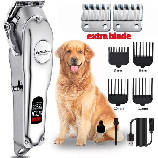 Professional Dog Hair Clipper All Metal Rechargeable Pet Trimmer Cat Shaver Cutting Machine Puppy Grooming Haircut Low Noice - NJPH Best Selling 