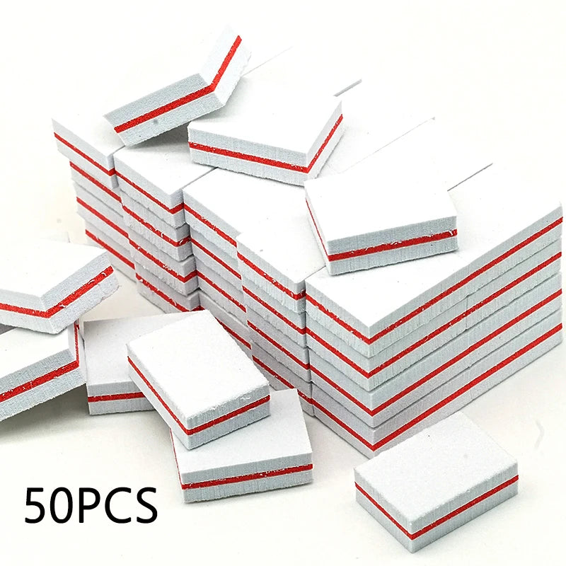 50Pc Professional Mini Nail Art buffer 100/180 Sandpaper Manicure Care File Sanding Polishing Nails File Grinding Equipment Tool - NJPH Best Selling 