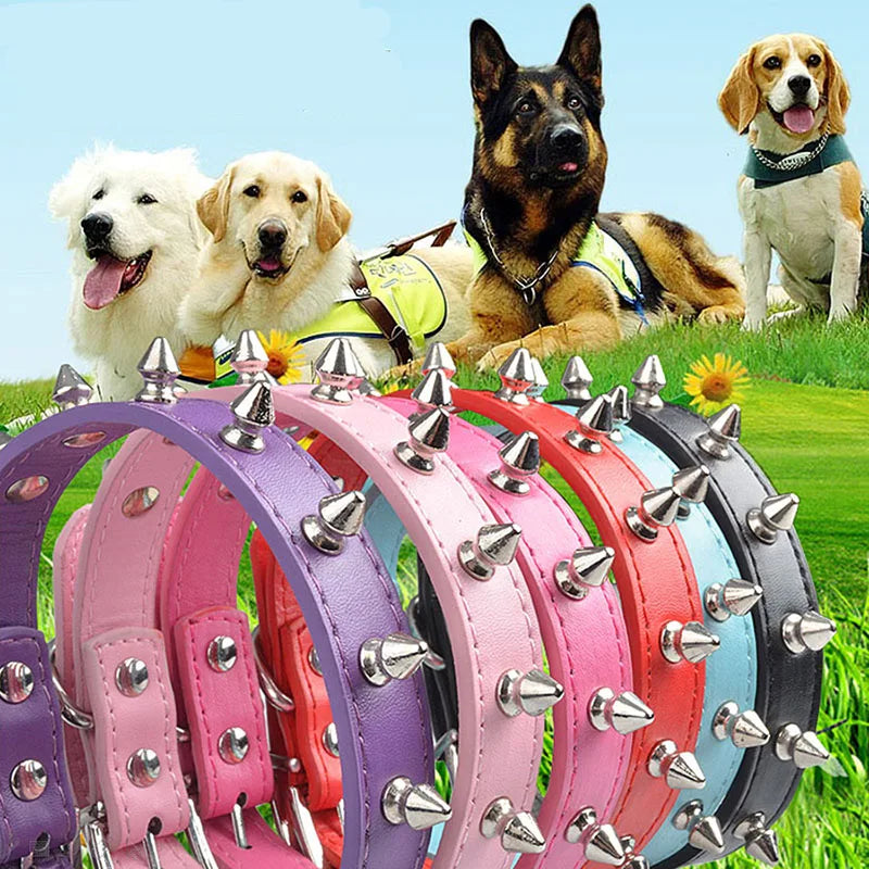 Leather Dog Cat Collar Spiked Studded Puppy Pet Necklace For Small Medium Large Dogs Cats Neck Strap Pet Products Accessories - NJPH Best Selling 