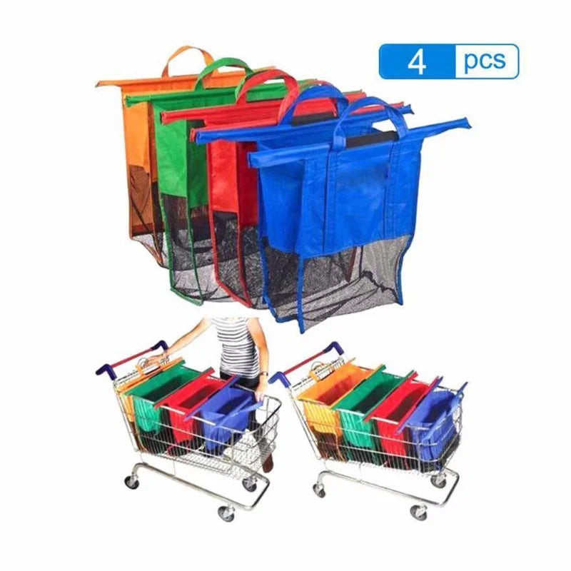 4pcs/Set Reusable Cart Trolley Supermarket Shopping Storage Bags Foldable Reusable Eco-Friendly Shop Handbag Totes - NJPH Best Selling 