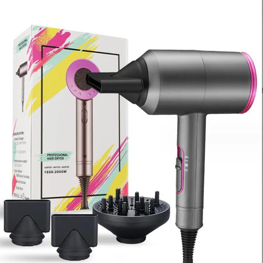 2000W Professional Hair Dryers Salon Strong Powerful Hot And Cold Wind Negative Ion Hammer Blower With Diffuser Nozzles Fast Dry - NJPH Best Selling 