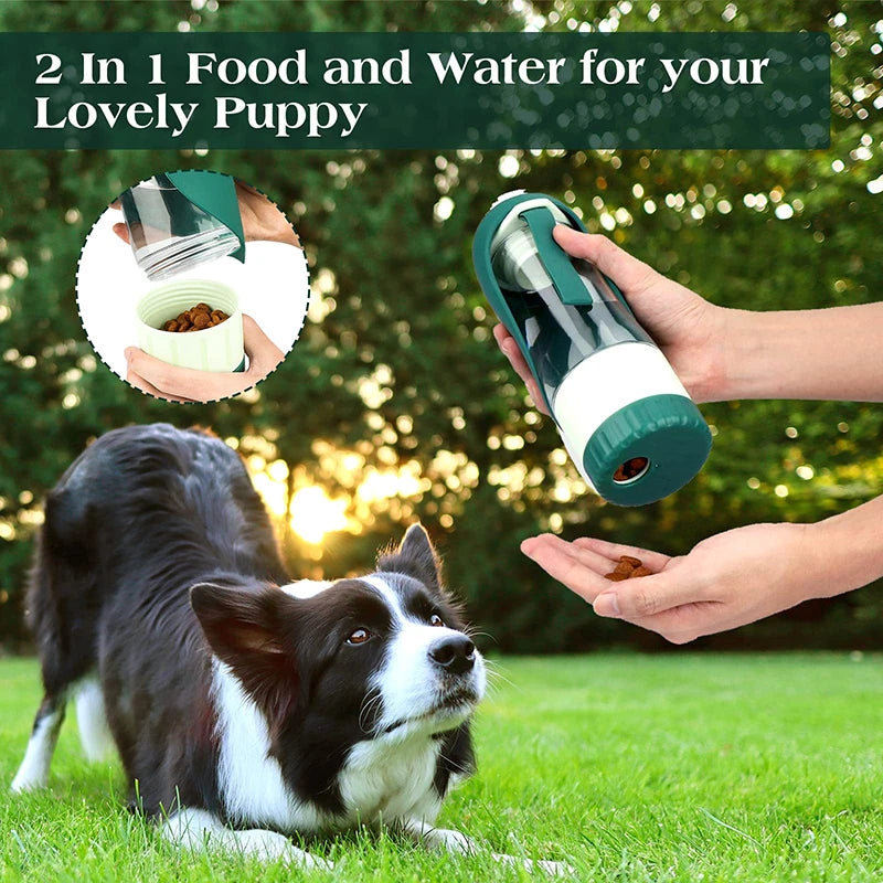 Portable Dog Water Bottle Food Container 2 In 1 Leakproof Pet Drinking Dispenser Feeder Cup For Outdoor Walking Hiking - NJPH Best Selling 