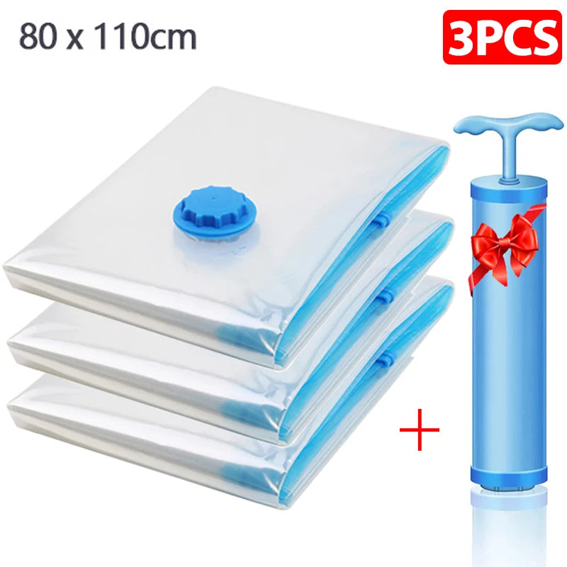 1/5/10pc Vacuum Storage Bags,for Bedding,Pillows,Towel,Clothes Space Saver Travel Storage Bag,With Hand-Pump,Vacuum Bag Package - NJPH Best Selling 