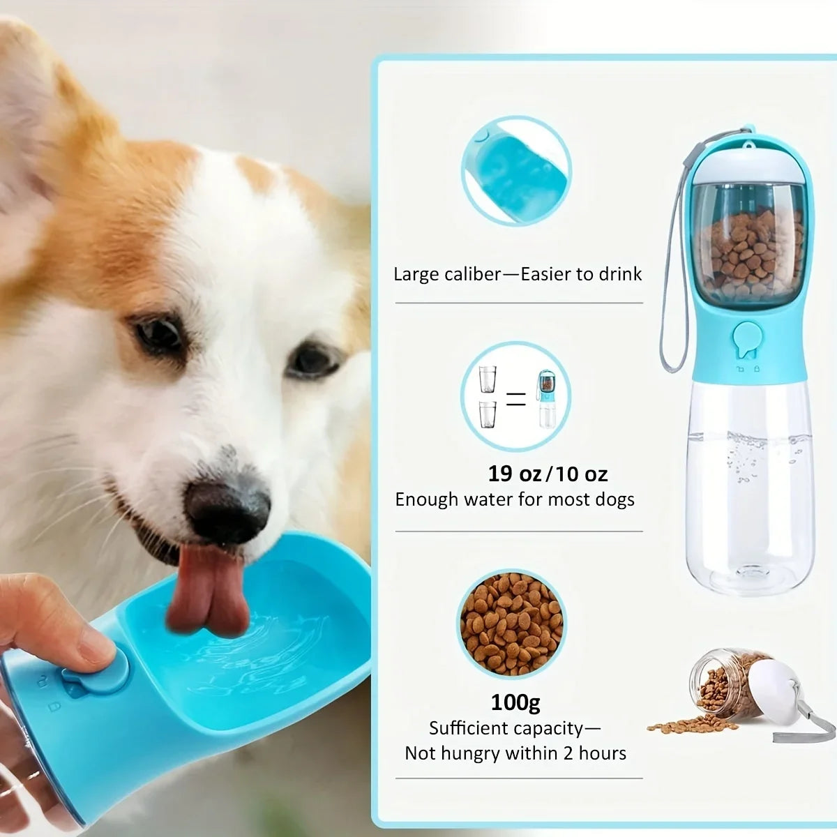 Portable Dog Cat Water Bottle with Storage Food and Water Container for Puppy Pets Feeder Bowl Outdoor Travel Pet Drinking Bowls - NJPH Best Selling 