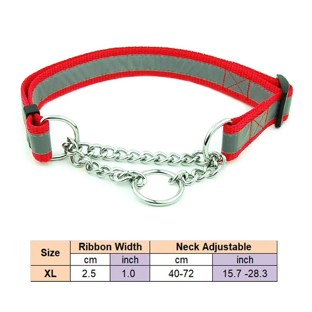 Adjustable Collar for Large Dogs Nylon Pet Dog Slip Pinch Collar Dog Training Accessories Dog Collar with Welded Link Chain - NJPH Best Selling 