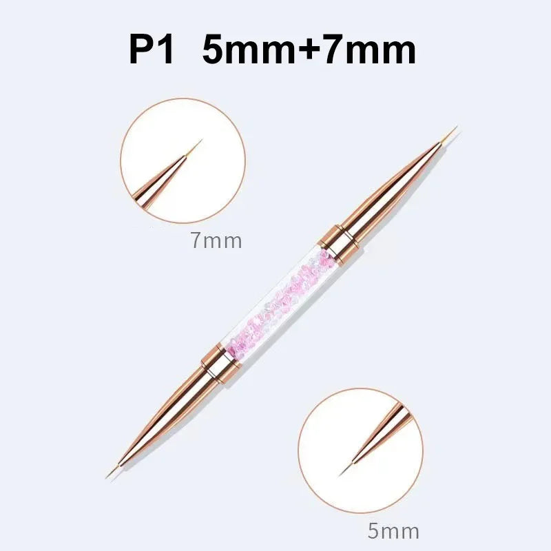 Nail Art Liner Brushes Double Head Leopard Print Acrylic French Stripe Drawing Painting Pen Gel Polish Nail Art Manicure Tools - NJPH Best Selling 